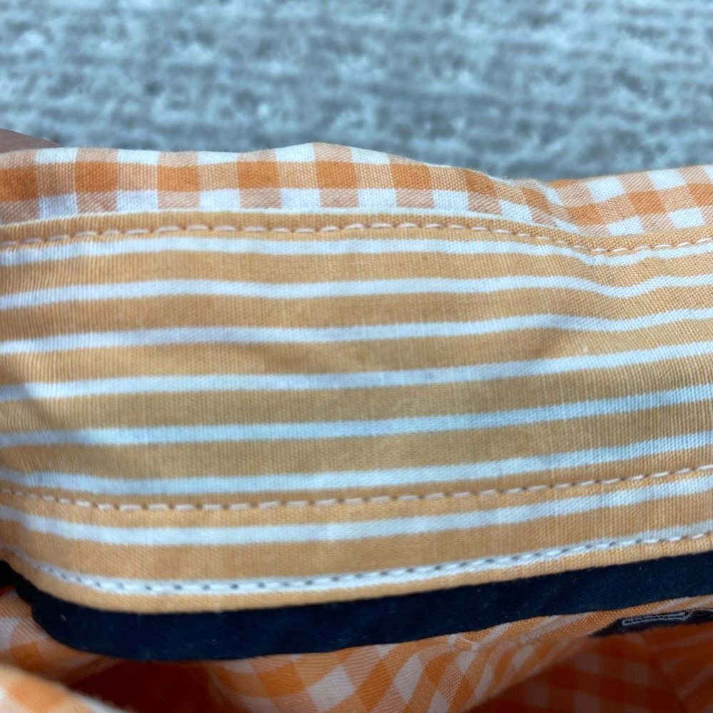 Tommy Hilfiger Shirt Men XXL Orange White Checkered Custom Fit Button Down Polo - Picture 6 of 9